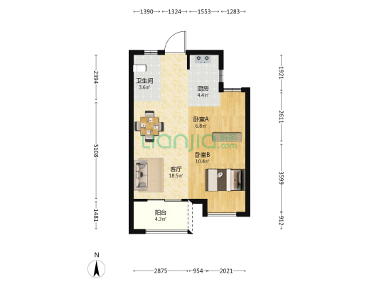 馨朗庭 2室1厅1卫 60平方