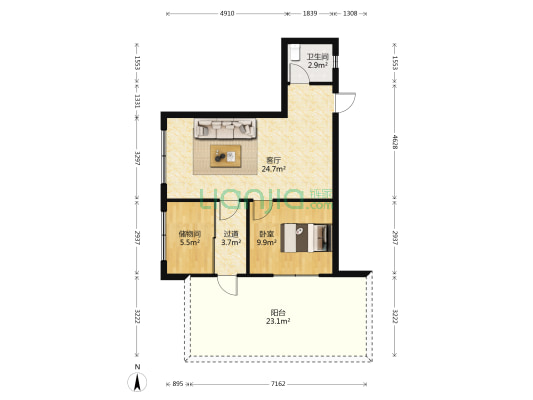 市西路96号 1室1厅1卫 61平方