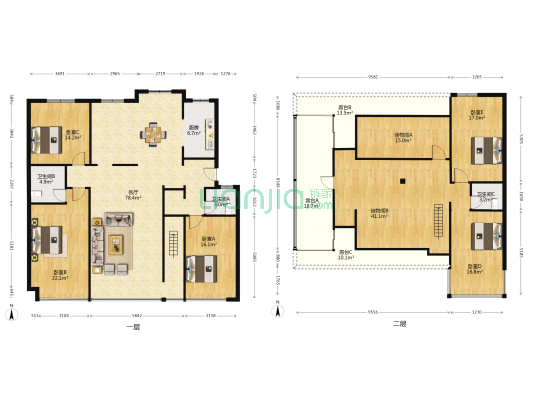 丁严王小区 5室1厅3卫 210平方