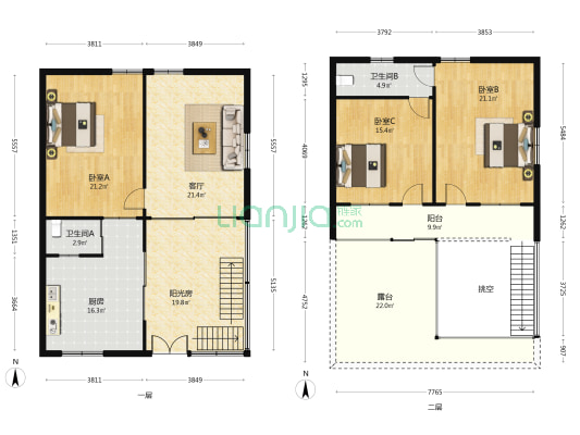 裕文巷 3室1厅2卫 132平方