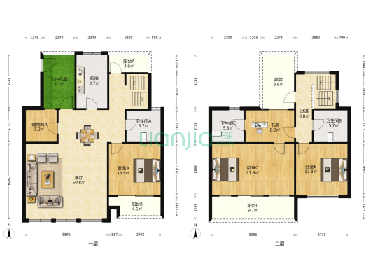 孝贤雅苑 4室1厅3卫 194平方