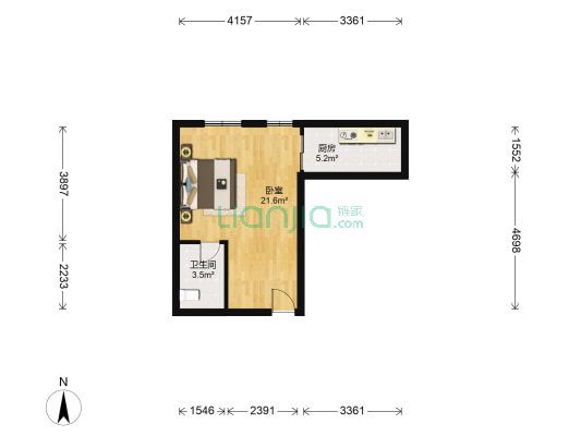 金圣甲第 1室0厅1卫 44平方