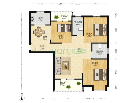 星悦湾 3室2厅2卫 119平方