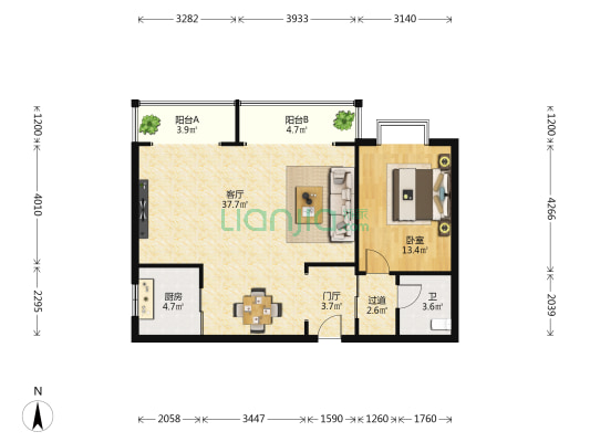 嘉汇广场 1室1厅1卫 92平方