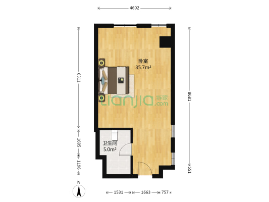 万科淮海天地三街区 1室0厅1卫 55平方