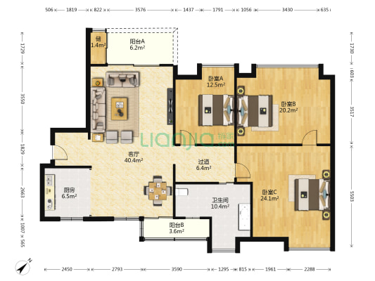 城市山林 3室1厅1卫 155平方