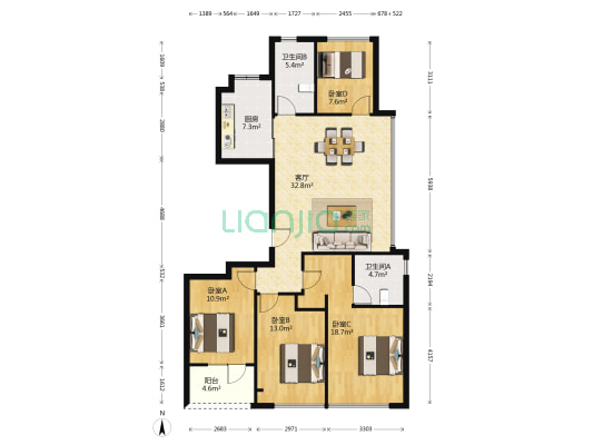 国樾湾 4室1厅2卫 128平方