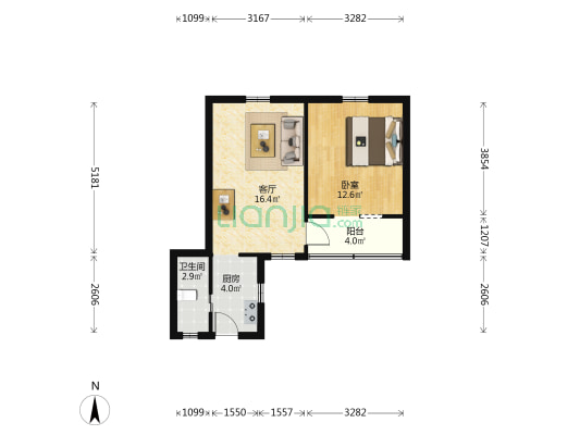永嘉路695弄 1室1厅1卫 52平方