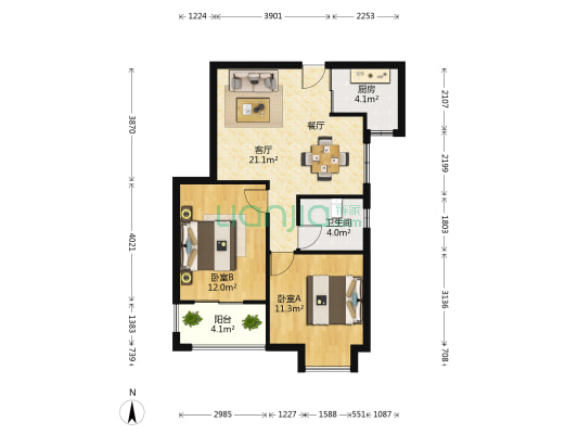 和谐人家雅苑 2室1厅1卫 72平方