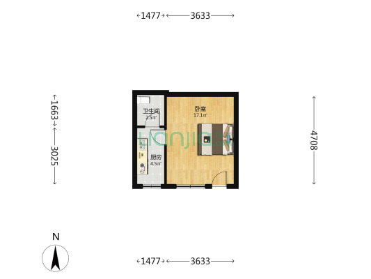 南沙公寓 1室0厅1卫 33平方
