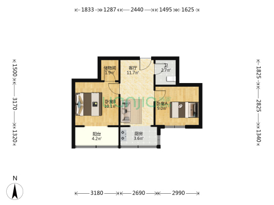 航天西路108号 2室1厅1卫 52平方