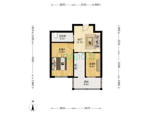 下坎子馨邨 2室1厅1卫 55平方