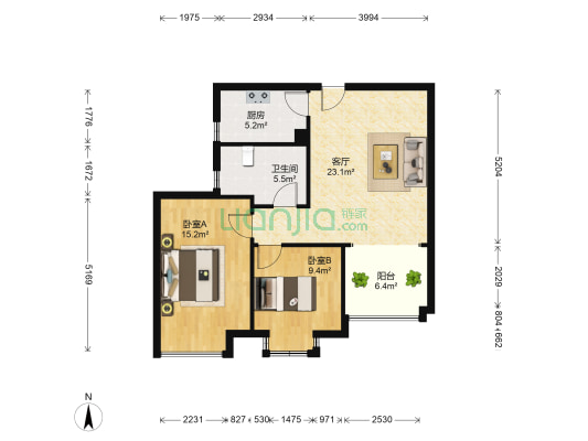 万科加州湾 2室1厅1卫 83平方