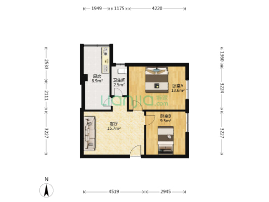 照壁巷18号 2室1厅1卫 58平方