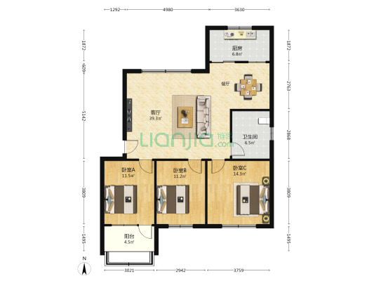 华光路南二巷 3室1厅1卫 108平方