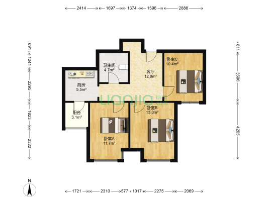 海康园 3室1厅1卫 89平方