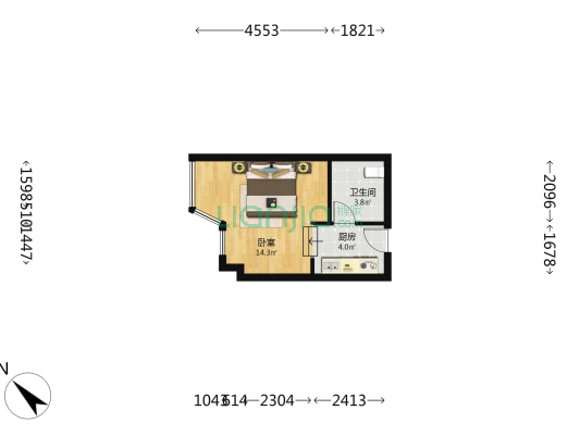 东旅大厦 1室0厅1卫 44平方