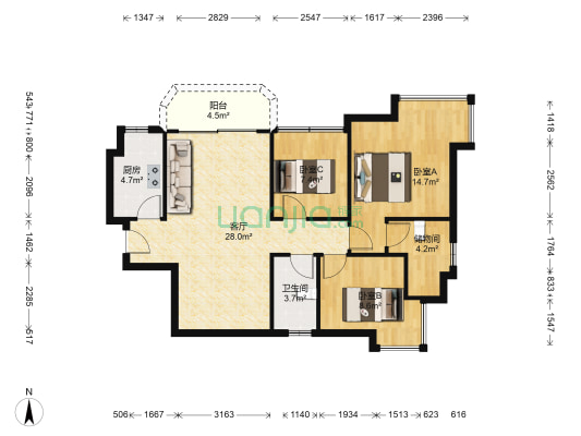 碧桂园豪庭二期 3室1厅1卫 89平方