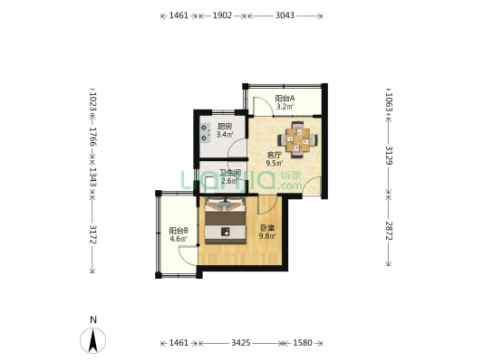 曙光路三弄 1室1厅1卫 36平方