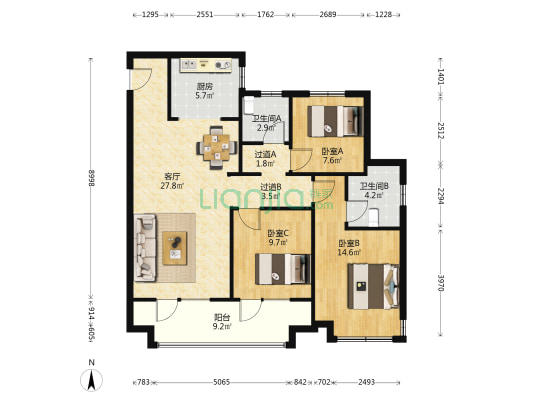 海信灵山湾 3室1厅2卫 120平方