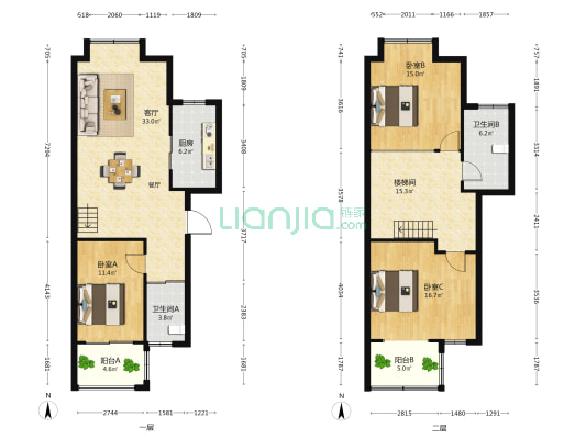 世纪名苑 3室1厅2卫 136平方