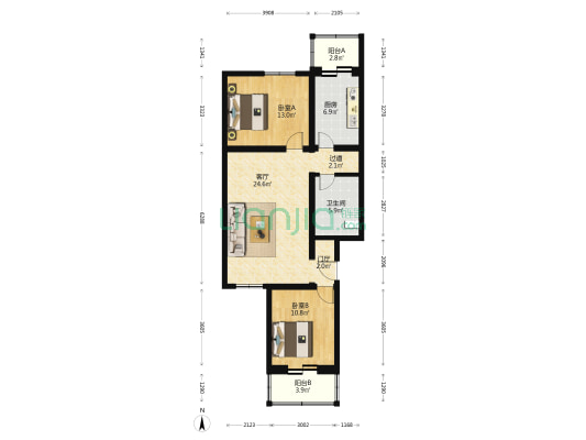 祺兴缘家园 2室1厅1卫 99平方