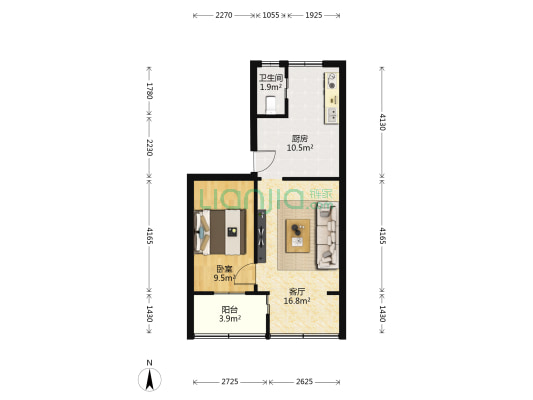 宅吉路12号 1室1厅1卫 50平方
