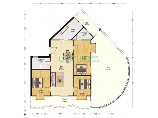 育苗楼 3室1厅2卫 128平方