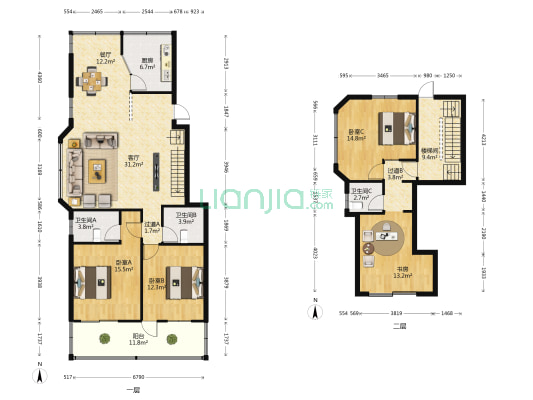 金海园 4室2厅3卫 149平方