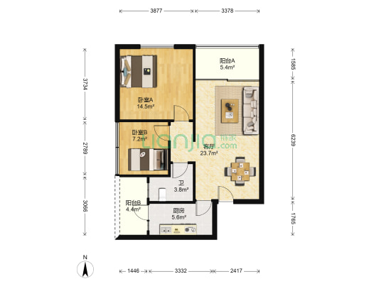 盛业名轩 2室1厅1卫 76平方