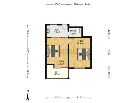 仓柱弄 2室0厅1卫 46平方
