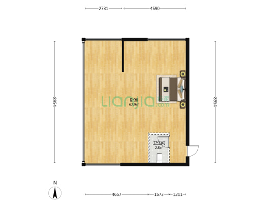 滨湖湾大厦 1室0厅1卫 101平方