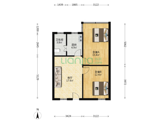 镇中一路 2室1厅1卫 66平方