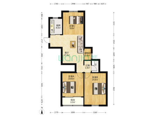善化新村 3室1厅1卫 75平方