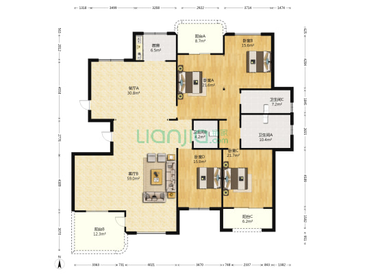 香湖岛 4室2厅3卫 243平方
