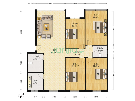 雷氏牙科大楼 4室1厅2卫 174平方