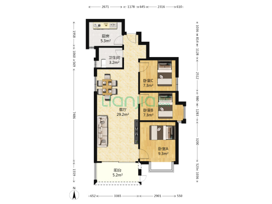 和馨雅居 3室1厅1卫 89平方