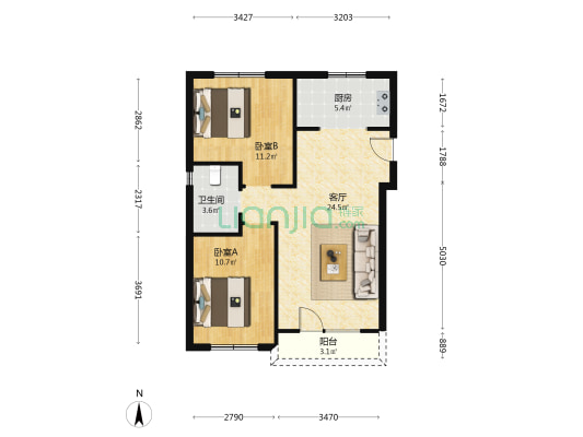 天禄·金典名城 2室1厅1卫 82平方