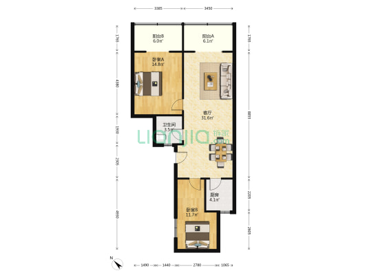 昭忠祠街47号院 2室1厅1卫 95平方