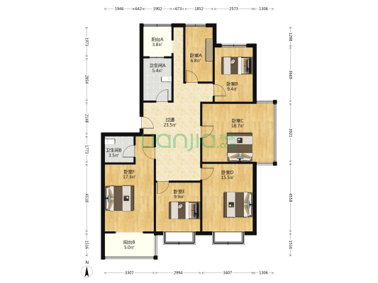 天竺苑 6室0厅2卫 139平方