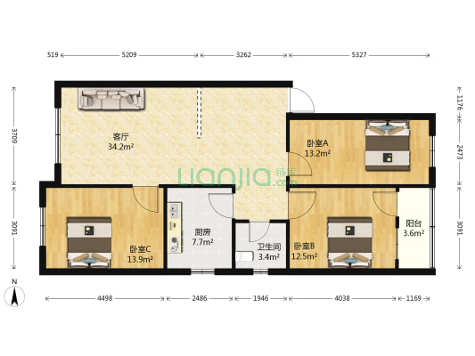五星路 3室1厅1卫 109平方