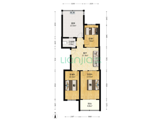福山路 3室1厅1卫 79平方