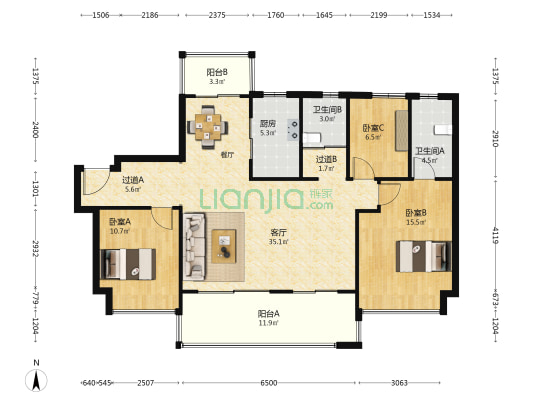 碧桂园星宸雅苑 3室1厅2卫 130平方