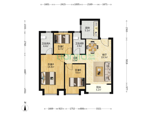 天津·瑞府 3室1厅2卫 104平方
