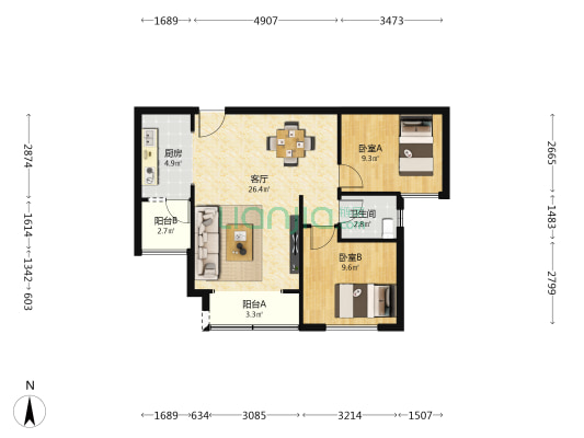 牌楼停车服务公司综合楼 2室1厅1卫 78平方