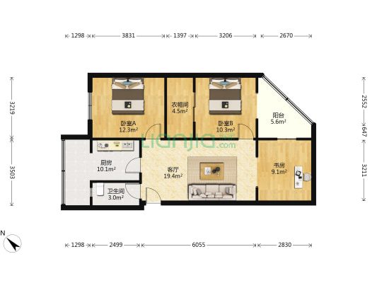 双栅子街102号 3室1厅1卫 69平方