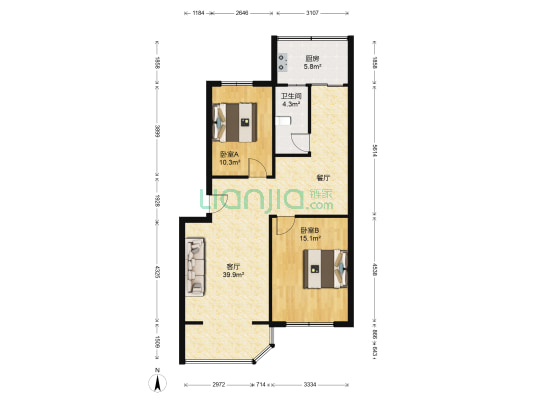 南园公寓二期 2室1厅1卫 90平方