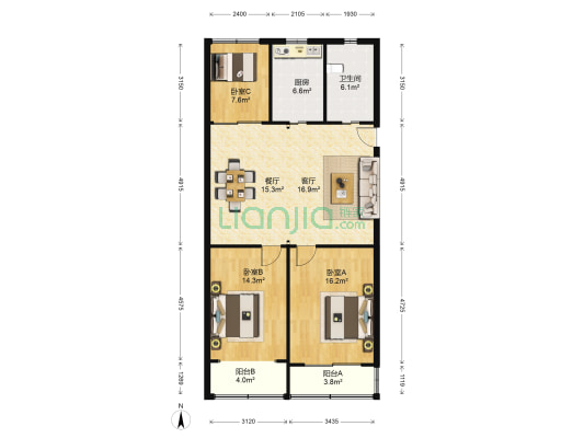 上环公寓 3室2厅1卫 112平方