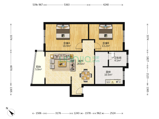 振兴小区 2室1厅1卫 96平方