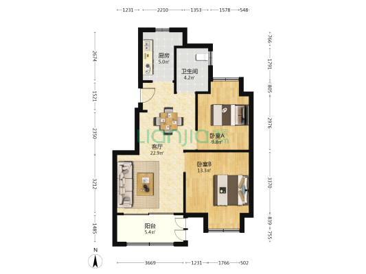 金丰雅居 2室1厅1卫 82平方